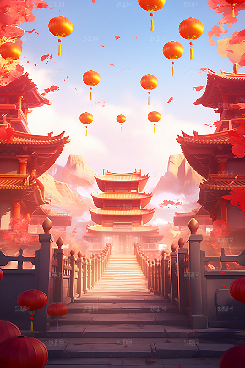 新春开门红春节中国风背景