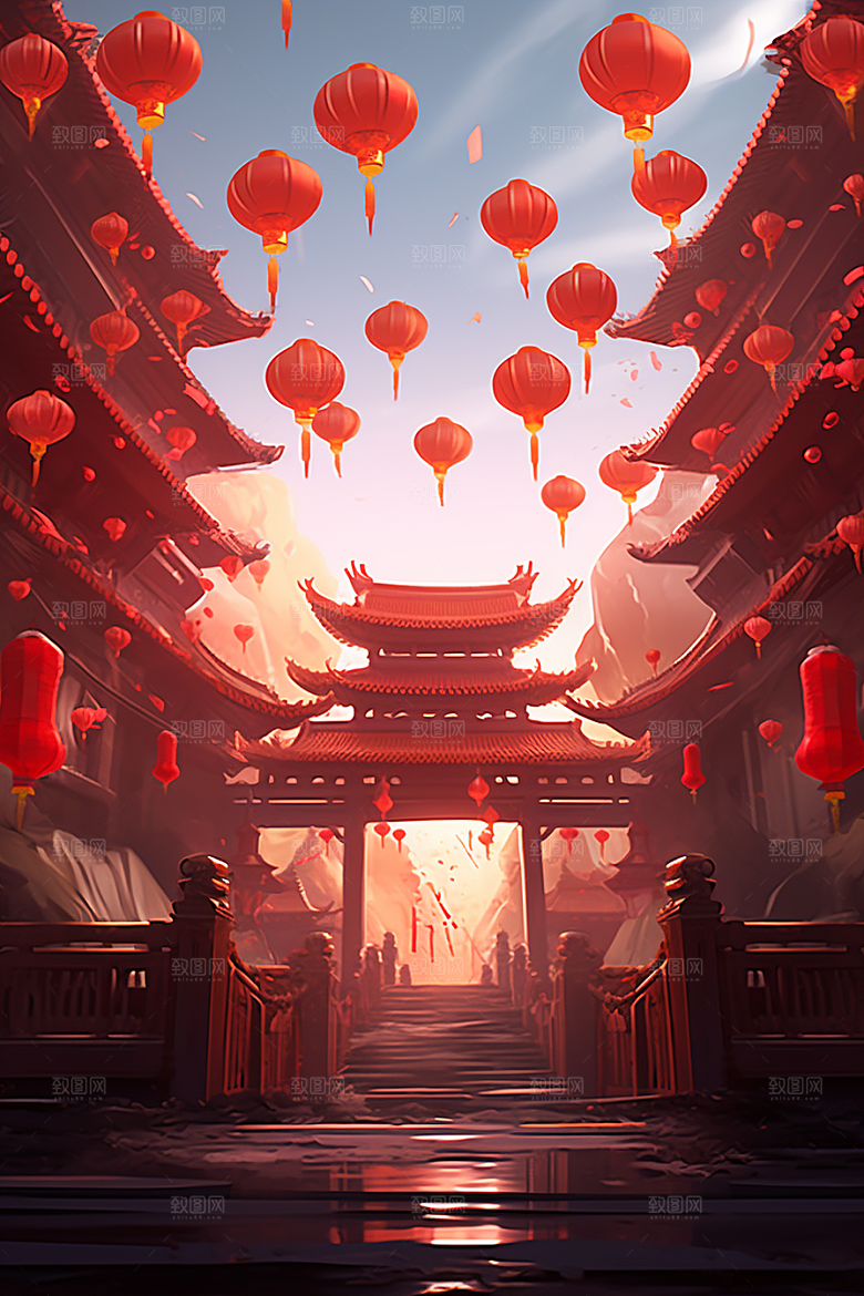 新春开门红春节电商促销背景