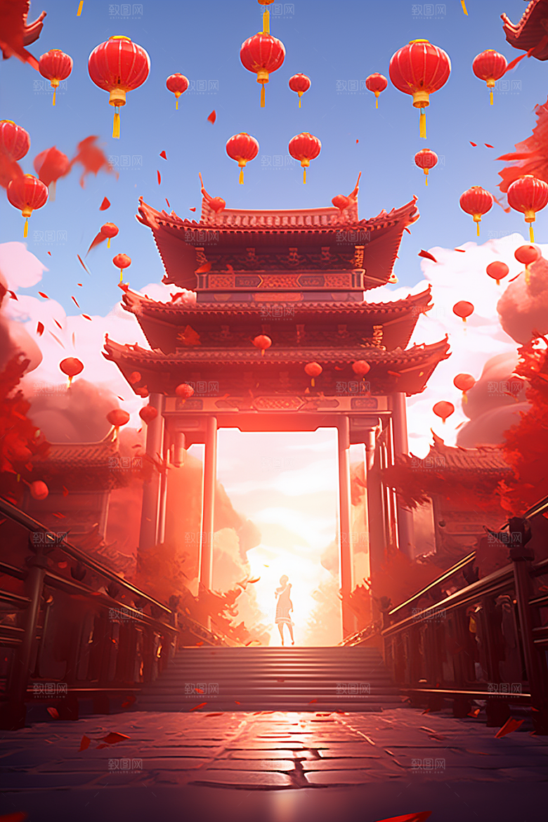 新春开门红中国风新年背景