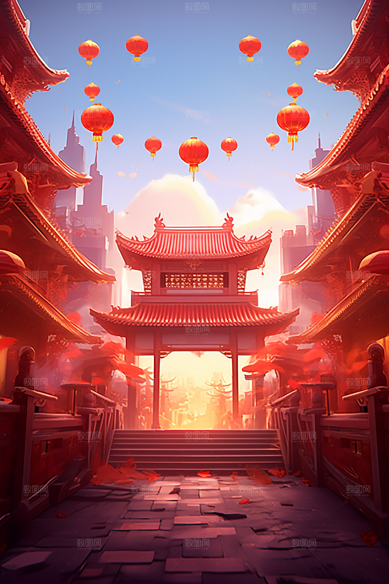 新春开门红春节新年背景
