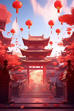 新春开门红中国风新年背景