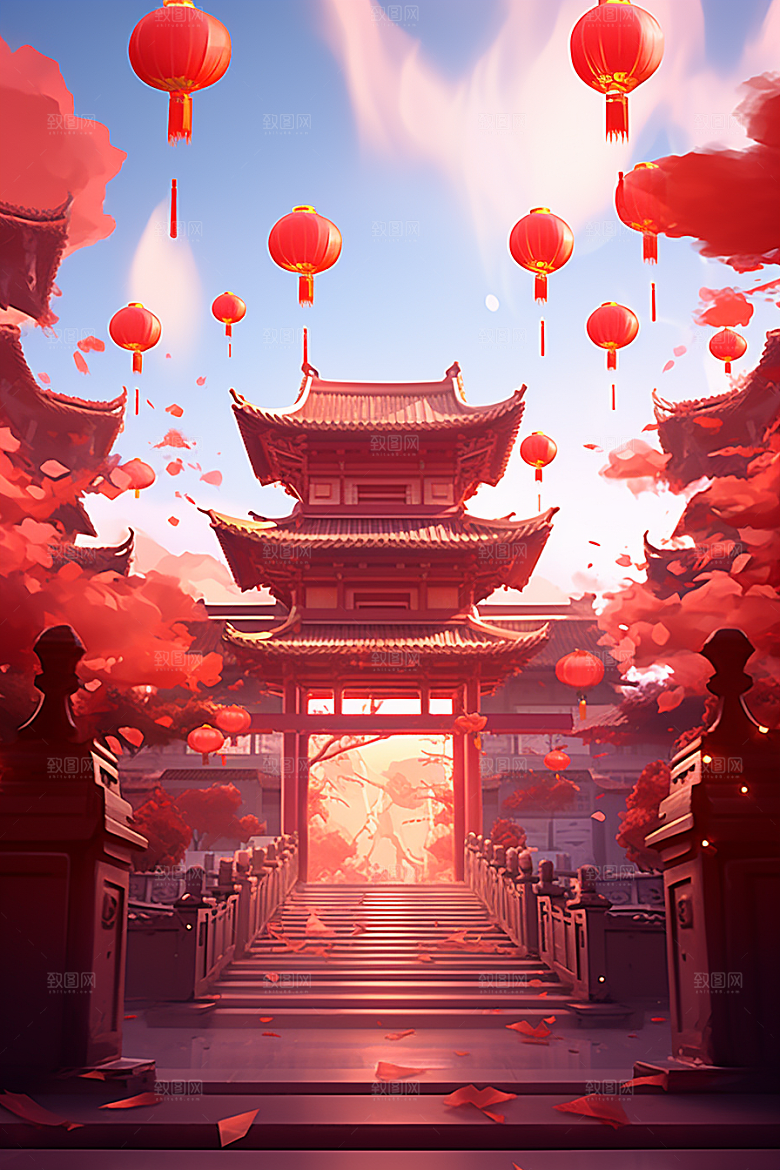新春开门红中国风新年背景