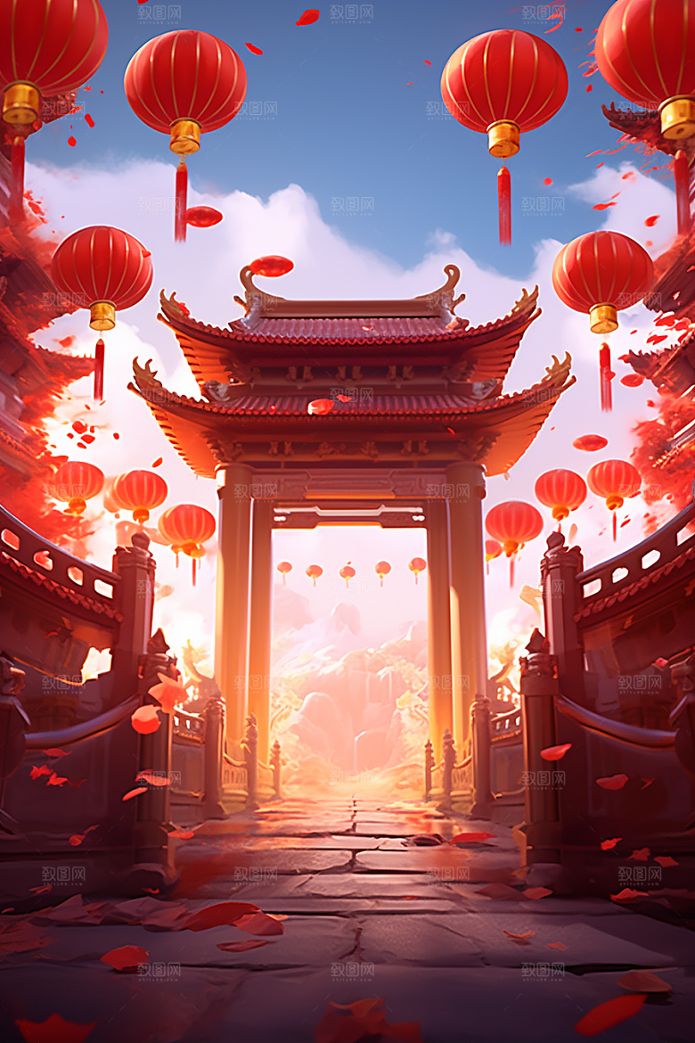 新春开门红电商促销新年背景