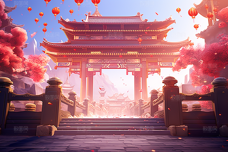 新春开门红开工中国风背景