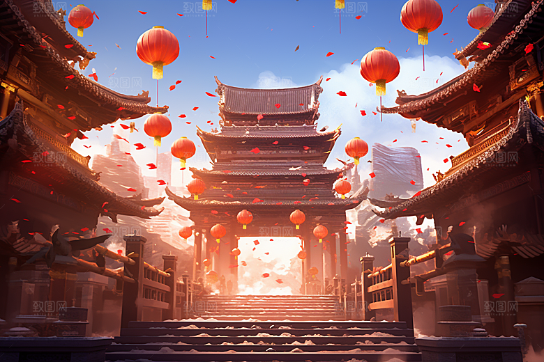 新春开门红活动新年背景