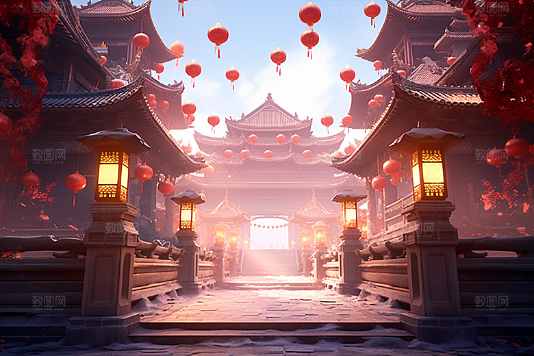 新春开门红中国风节日节庆背景