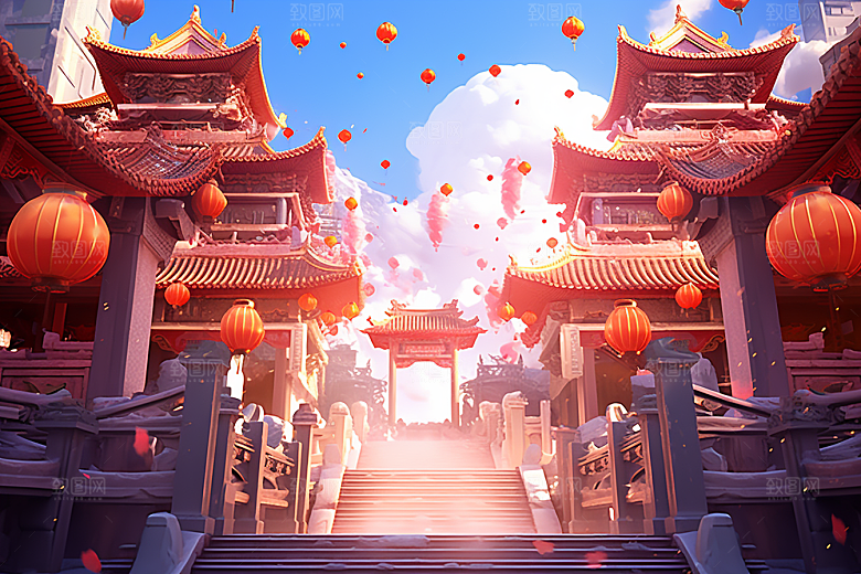 新春开门红中国风节日节庆背景