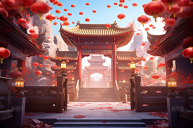 新春开门红节日节庆喜庆背景