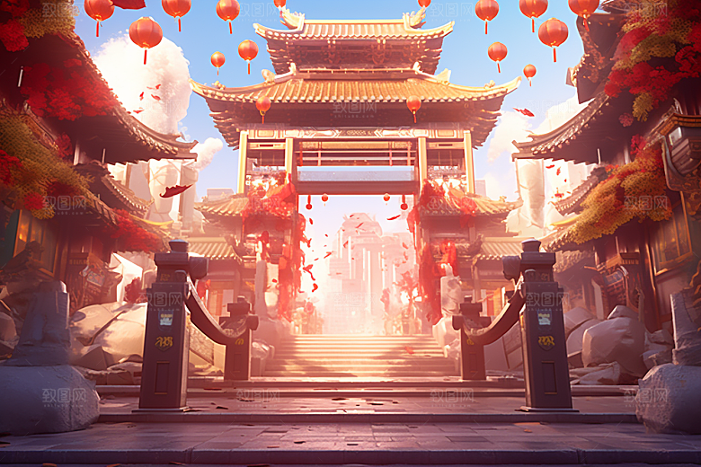 新春开门红开业大吉春节背景