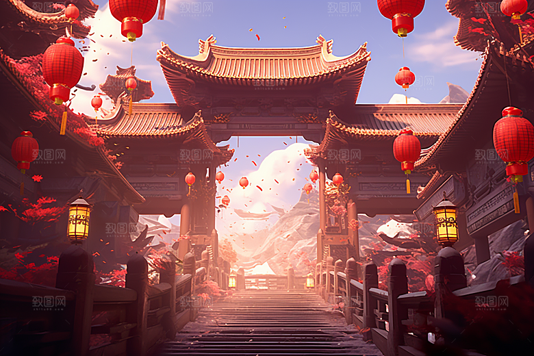 新春开门红中国风新年背景