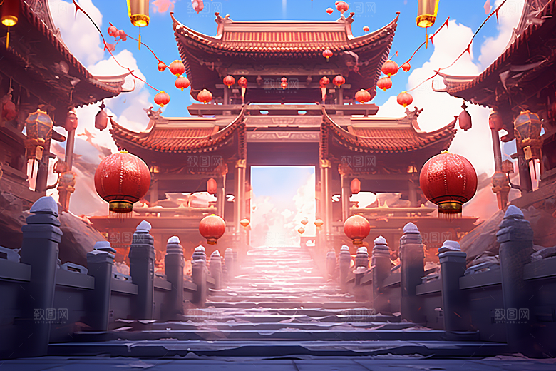 新春开门红电商促销喜庆背景