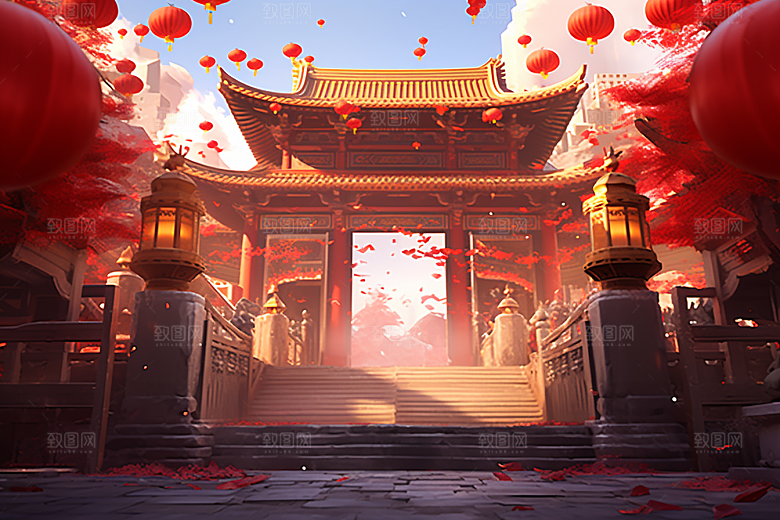新春开门红新年电商促销背景