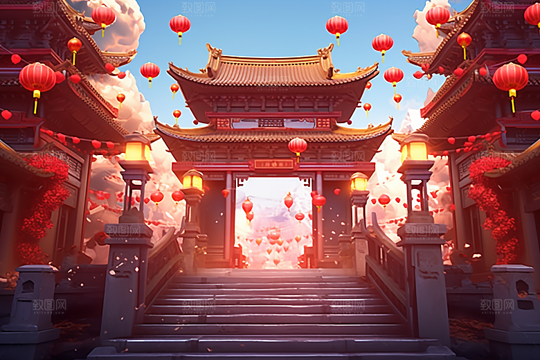 新春开门红中国风喜庆背景