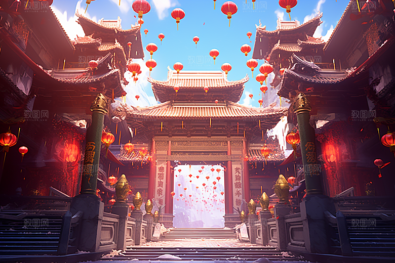 新春开门红中国风开业大吉背景