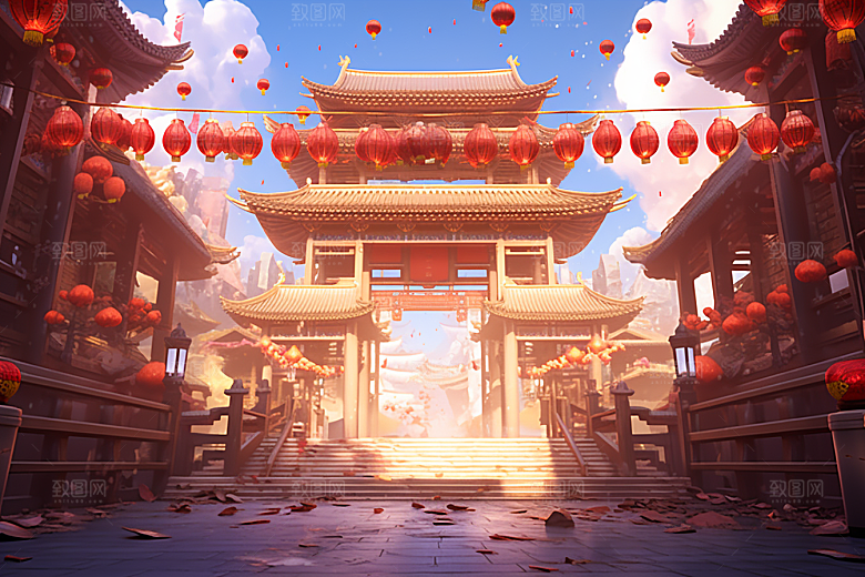 新春开门红开业大吉电商促销背景