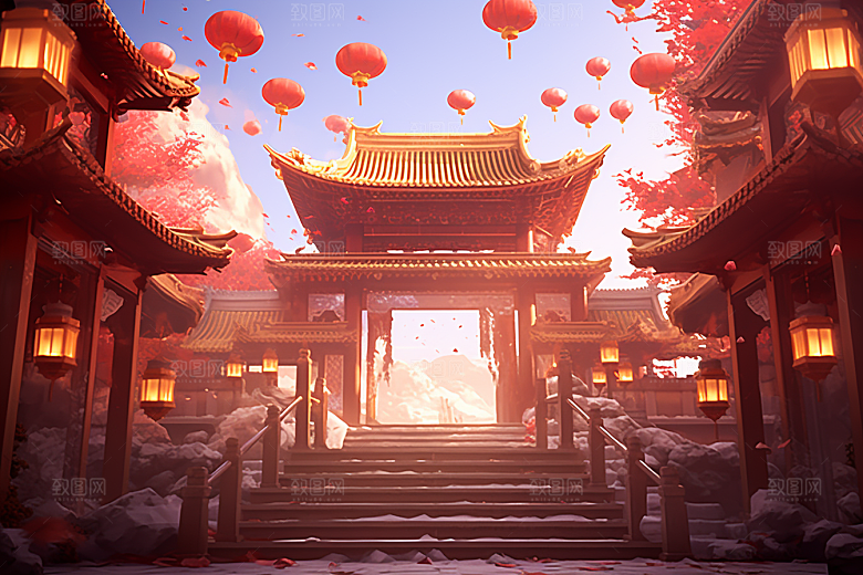 新春开门红节日节庆中国风背景