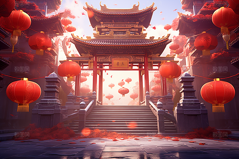 新春开门红节日节庆开业大吉背景