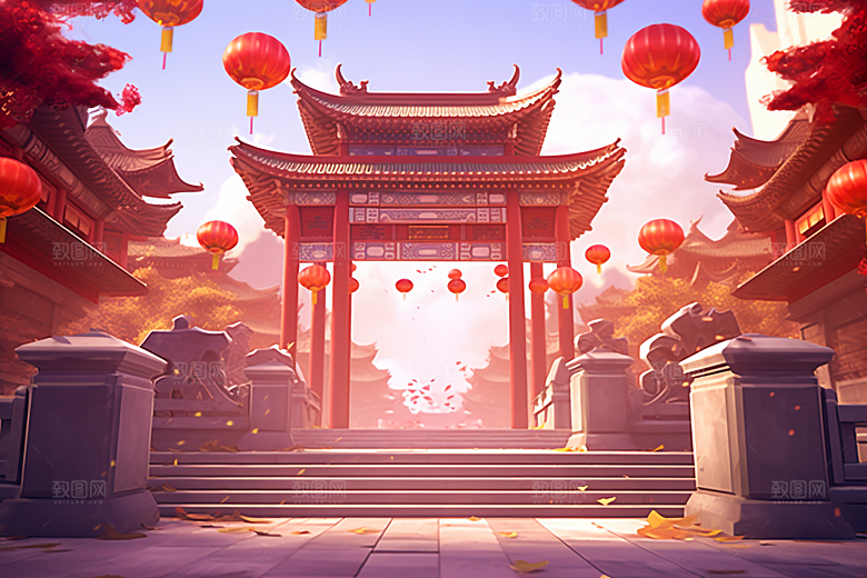 新春开门红春节中国风背景