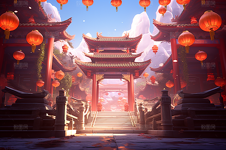 新春开门红开工中国风背景