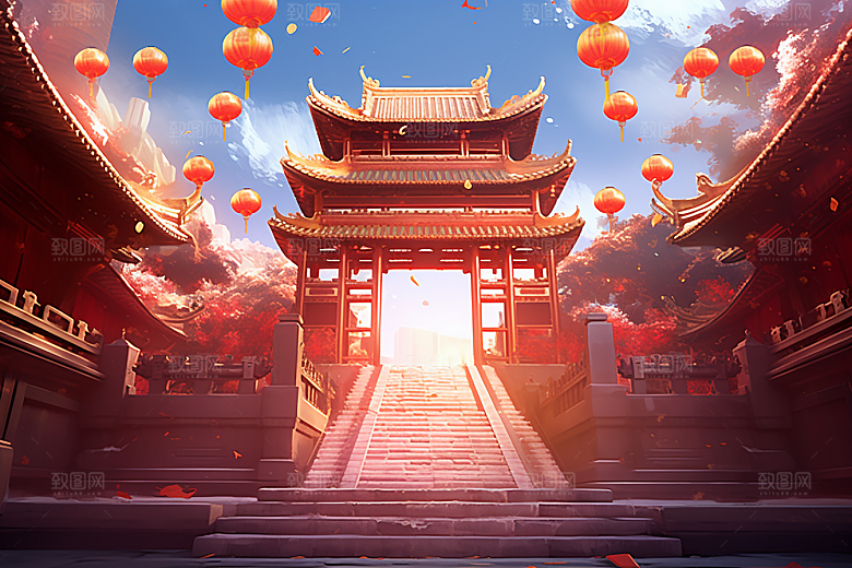 新春开门红节日节庆新年背景