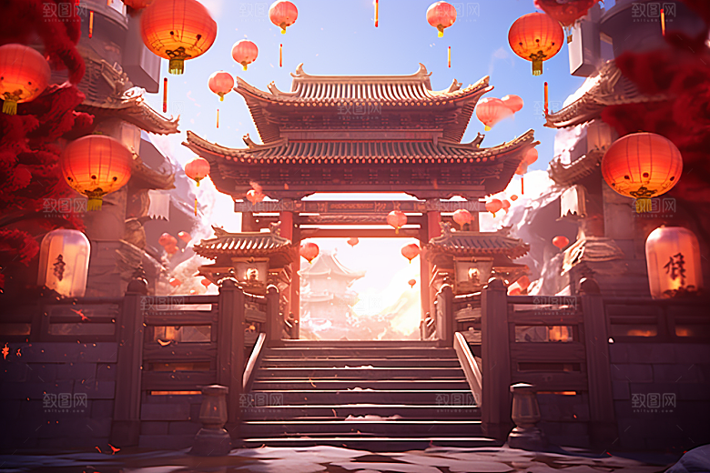 新春开门红春节中国风背景