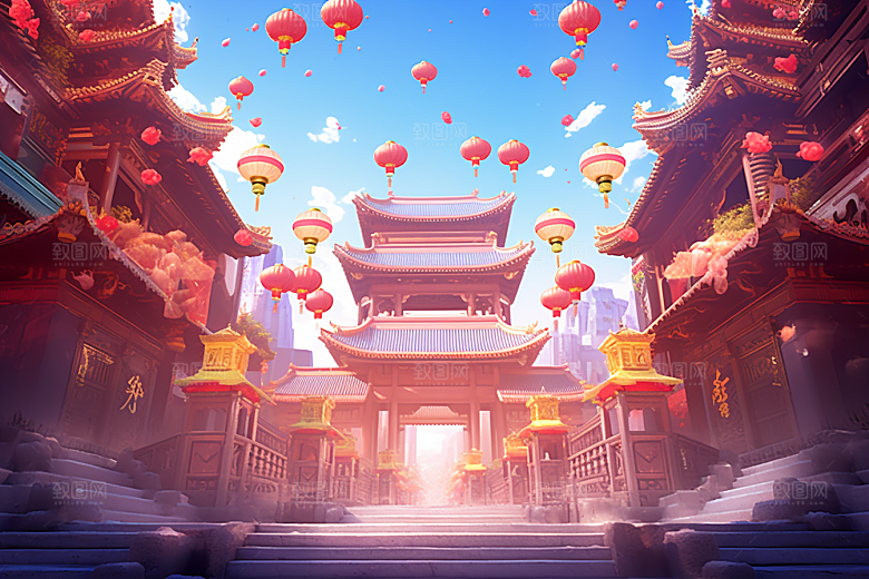 新春开门红中国风节日节庆背景