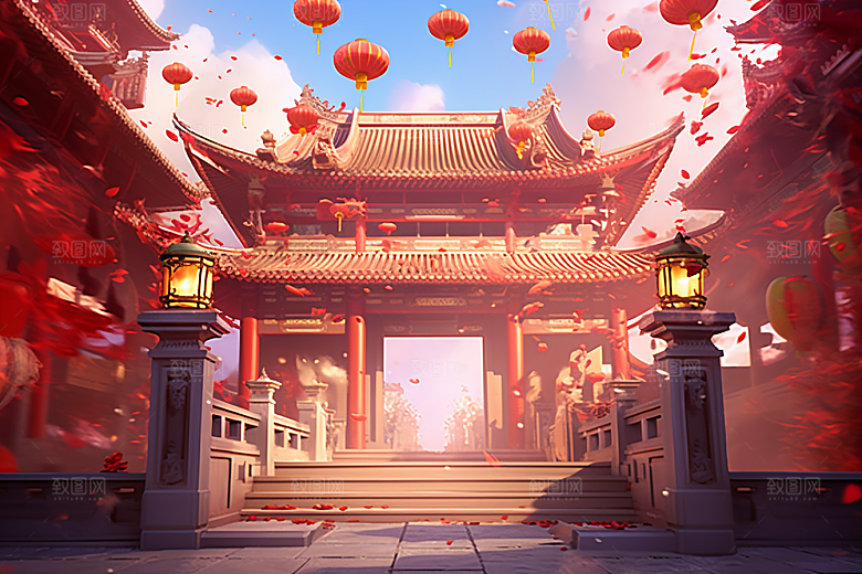 新春开门红春节新年背景
