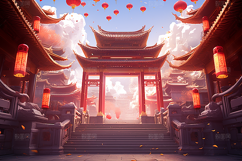新春开门红节日节庆中国风背景