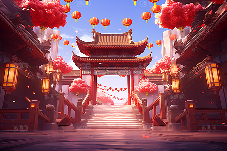 新春开门红节日节庆新年背景