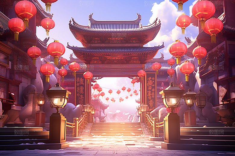新春开门红中国风电商促销背景