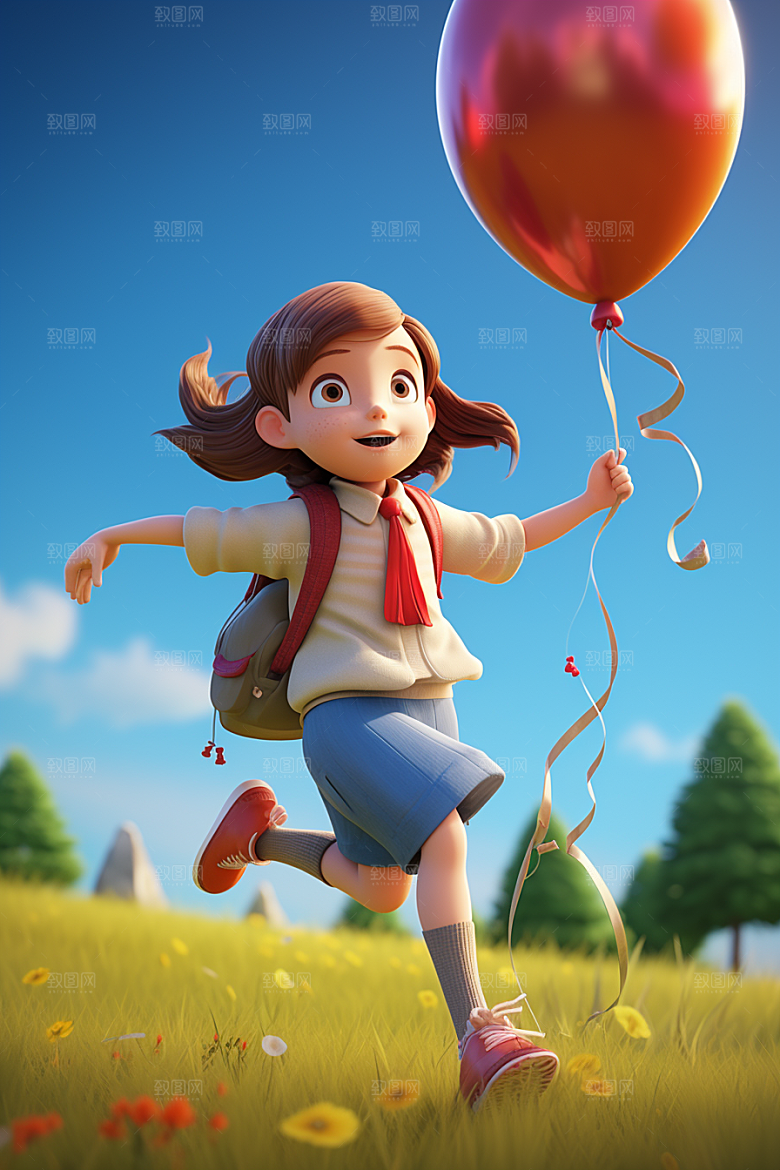 背书包的儿童少年奔跑素材