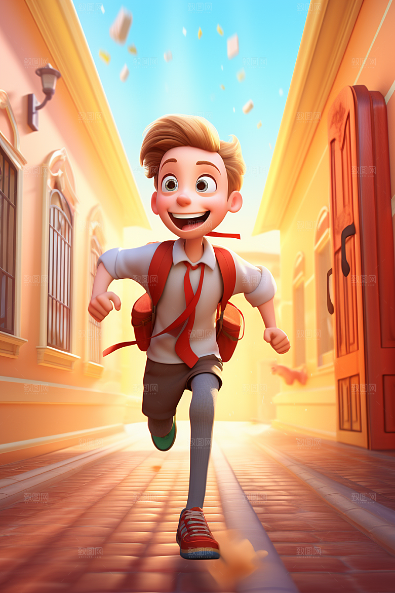 背书包的儿童少年开学素材