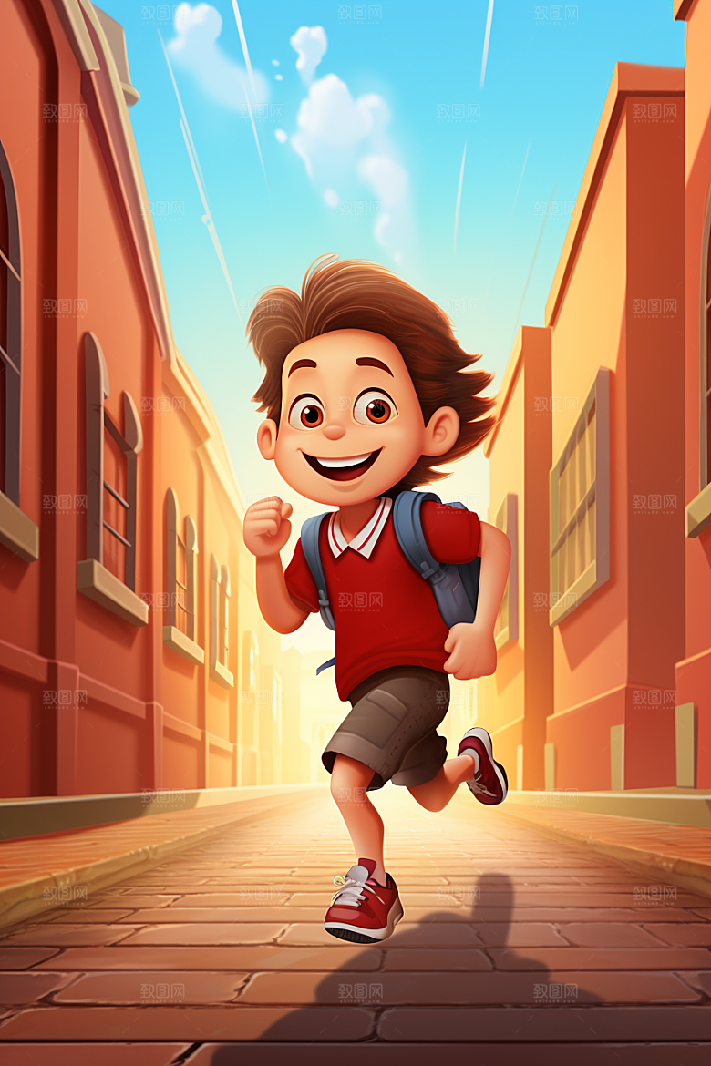 背书包的儿童少年上学素材