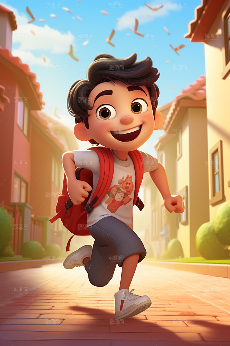 背书包的儿童少年学生素材