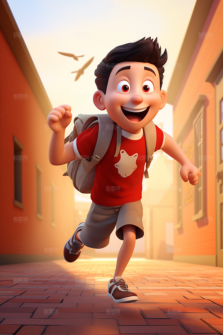 背书包的儿童开学奔跑素材