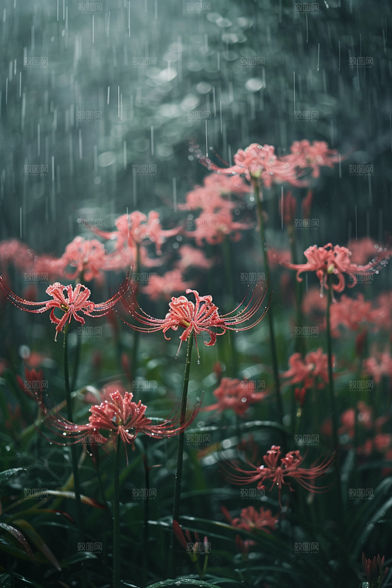 彼岸花草地幽冥摄影图
