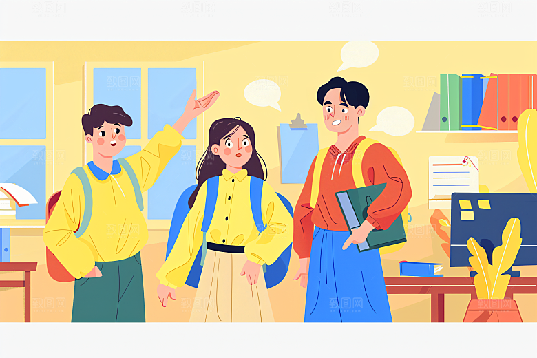 活力青年青春洋溢彩色扁平风插画