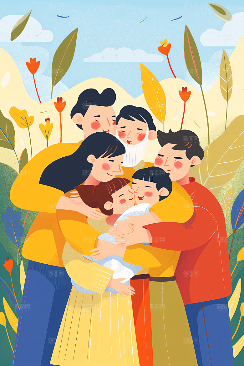 活力青年成人礼学生扁平风插画