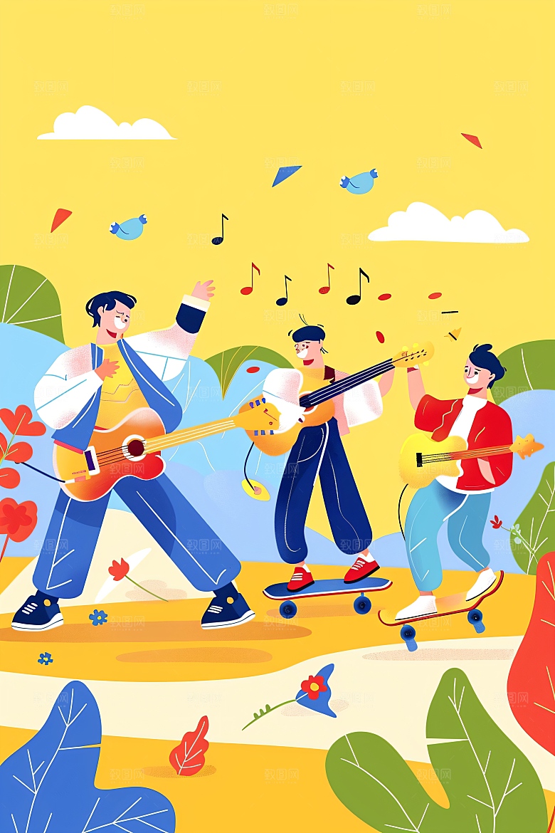 活力青年成人礼五四青年节扁平风插画