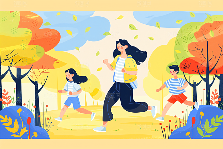 活力青年青春洋溢鲜明扁平风插画