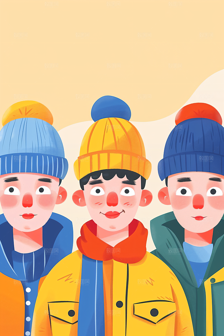 活力青年成人礼积极向上扁平风插画