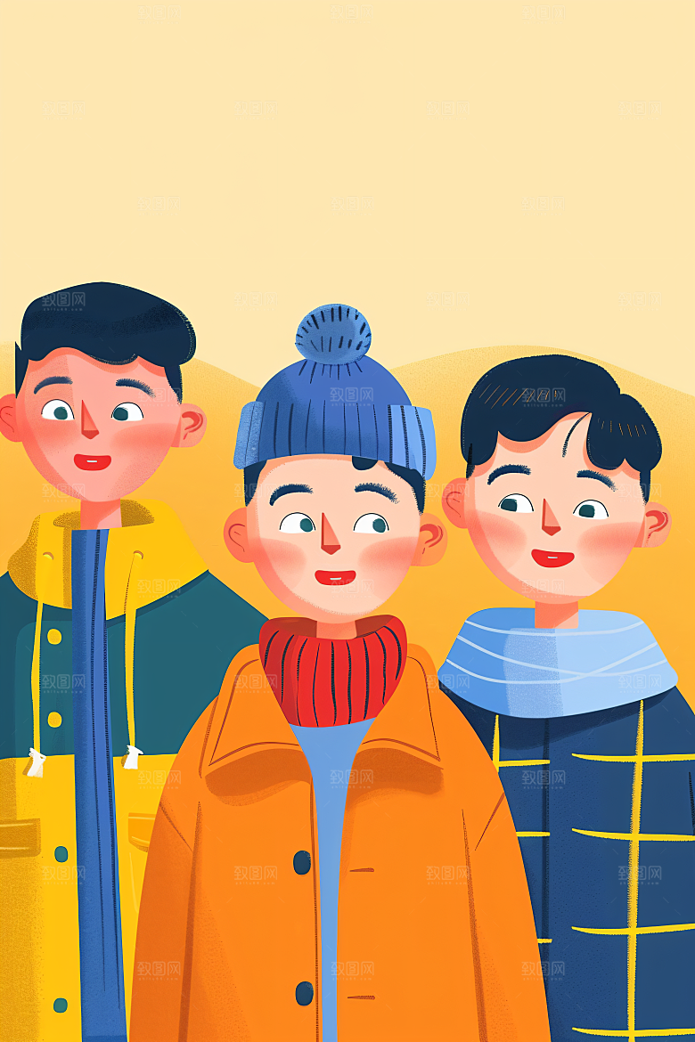 活力青年积极向上彩色扁平风插画