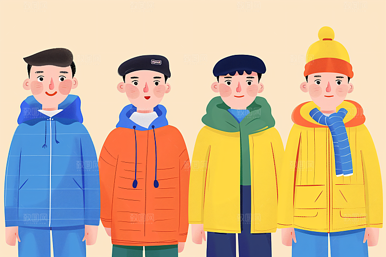 活力青年活泼学生扁平风插画