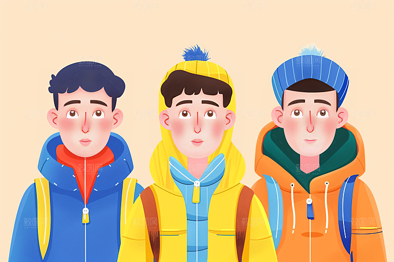 活力青年积极向上成人礼扁平风插画