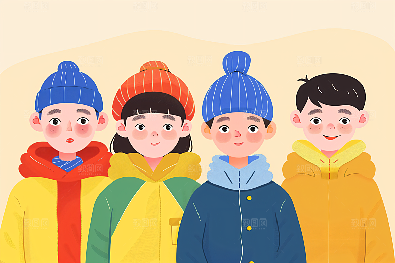 活力青年成人礼青春洋溢扁平风插画