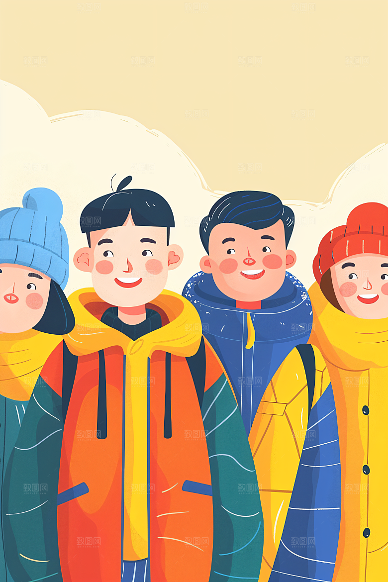 活力青年鲜明彩色扁平风插画