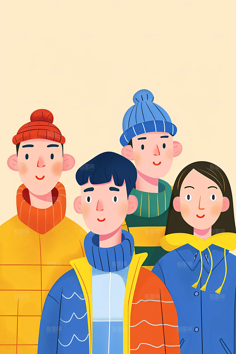 活力青年活泼年轻扁平风插画