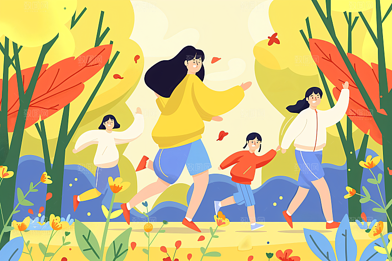 活力青年成人礼学生扁平风插画