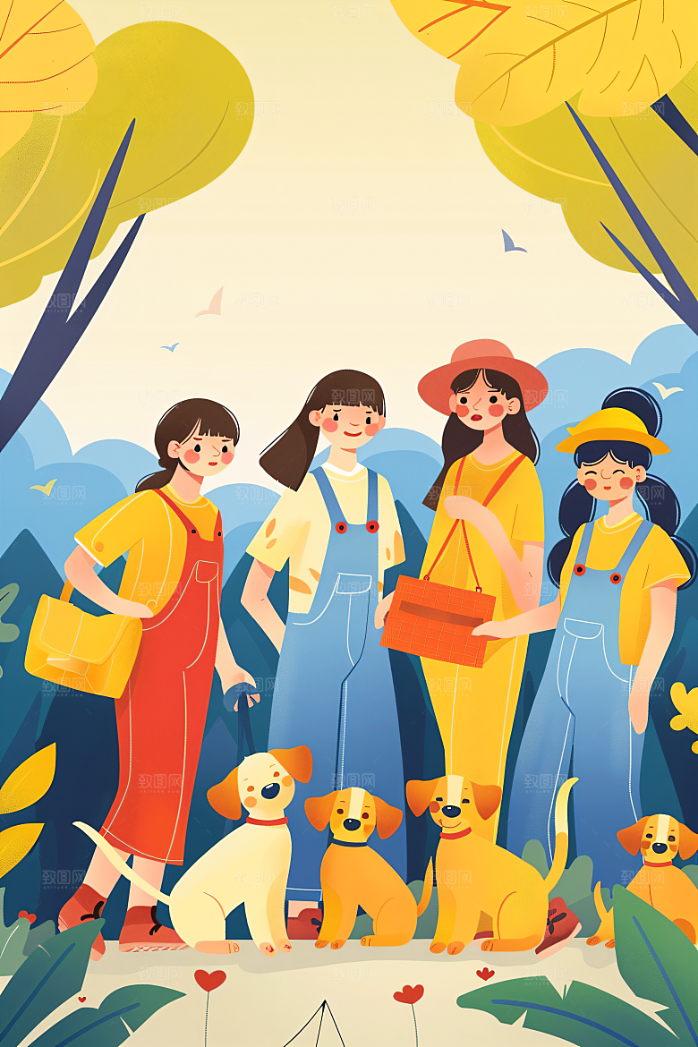 活力青年青春洋溢学生扁平风插画