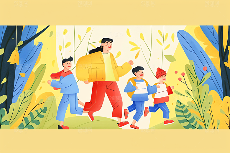 活力青年成人礼青春洋溢扁平风插画